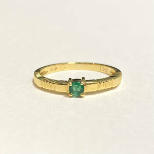 K18 ゴールドデザインリング 緑石 0.11ct 11号 1.7ｇ 指輪 アクセサリー