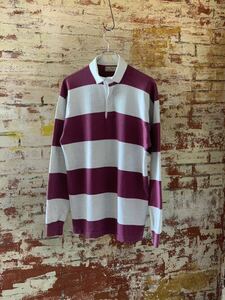 80s L.L.Bean BORDER RUGBY SHIRT MADE IN USA エルエルビーン ボーダー ラガーシャツ ラグビーシャツ アメリカ製 70s 長袖ポロ 送料無料