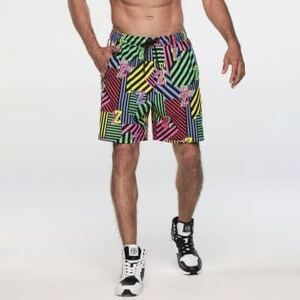 新品　ZW Society Shorts ズンバ　ハーフパンツ　ストライプ　カラフルロゴ　ショーツ 