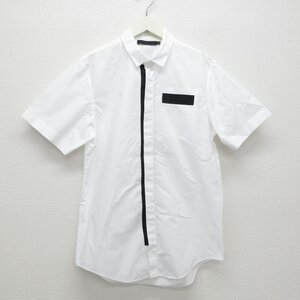 クリーニング済 美品 ALEXANDER WANG アレキサンダーワン black tape shirts 半袖 比翼ボタン シャツ 46 ホワイト ◆