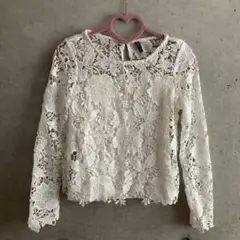 ★H&M★エイチアンドエム トップス 刺繍 レース ホワイト 白 花 フラワー