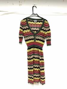 1円出品ミッソーニ MISSONI 半袖ワンピース コットン麻レディース現状品 カ4