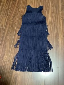 ISEEY MIYAKE ・イッセイミヤケ・pleats please・プリーツプリーズ・ネイビー・フリンジワンピース