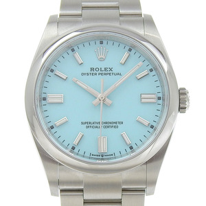 【本物保証】 箱・保付 新品同様 ロレックス ROLEX オイスターパーペチュアル 126000 ランダム番 ターコイズブルー文字盤 SS 自動巻 36ミリ