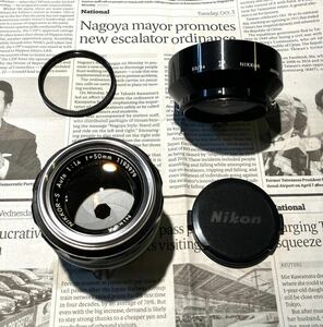 【美品】ニコン NIKON ニッコール NIKKOR-S Auto 50mm f1.4 Nikon純正Ai改造 No.1193979 オリジナルフード付
