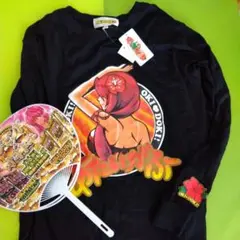 【新品】OKIDOKI  長袖Tシャツ Ｍサイズ 黒 　おまけ：うちわ付き