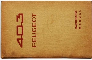 PEGEOT 403 1960 OWNERS MANUAL