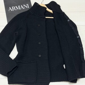 極美品/Lサイズ●最高級 ウール100% アルマーニ コレツィオーニ ニット セーター ARMANI COLLEZIONI ハイネック スナップボタン ストレッチ