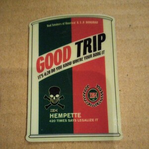 即決 ＧＯＯＤ ＴＲＩＰ ＩＢＨ ＨＥＭＰＥＴＴＥ ステッカーシールデカールガレージレーシングオイルヘルメットガラスドアシャッター