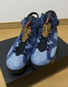 NIKE Air Jordan 6 Retro Washed Denim 9.5 ナイキ ジョーダン ウォッシュデニム 27.5 デニム オフホワイト yeezy シュプリーム ジーンズ