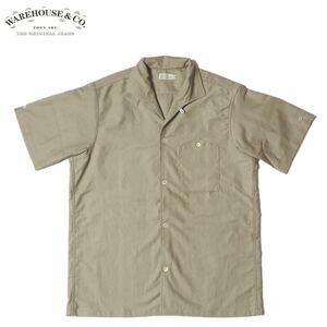 WAREHOUSE BEIGE NON WASH / SIZE 40 Lot 3091 “SHORT SLEEVE OPEN COLLAR SHIRTS” ウエアハウス 半袖シャツ オープンカラーシャツ