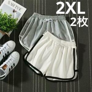 グレー ホワイト 2XL ショートパンツ 韓国 レディース ヨガ グレー 黒