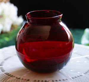 美品！ ファイヤーキング ロイヤルルビー 花瓶 ベース 花器 ビンテージ アメリカ アンティーク グラス