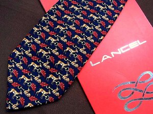 ♪5655D♪状態並品【小鹿 動物 柄】ランセル【LANCEL】ネクタイ