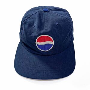 90s Pepsi ペプシコーラ キャップ コットン ネイビー ビンテージ アメリカ製 usa old 帽子 cap 80s 企業 デッドストック 刺繍 ロゴ 70s