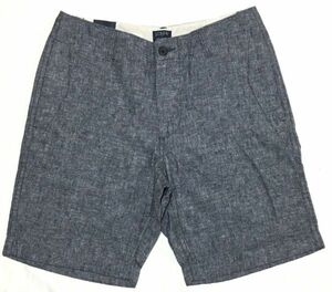 【新品】J.CREW ジェイクルー リネンショートパンツ メンズ W30 ヴィンテージネイビー 無地 麻 コットン ショーツ 短パン 廃盤 正規品