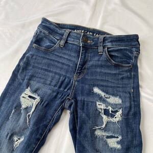 【US2】AMERICAN EAGLE JEGGING デニム ジーンズ アメリカンイーグル ジェギング ストレッチ パンツ スキニー ユーズド加工