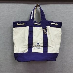 J194 PEYTON PLACE ペイトンプレイス トートバッグ キャンバス ロープ 紐 ロゴ プリント 鞄 パープル きなり A4 BAG オールド クラシカル