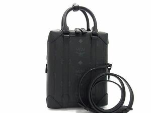 ■新品■未使用■ MCM エムシーエム モノグラム ヴィセトス柄 レザー 2WAY クロスボディ ショルダー ハンドバッグ ブラック系 AX3392