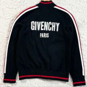 極美品 希少L◆GIVENCHY ブランドロゴ バックロゴ デカロゴ 袖ストライプ ライン レザー スター ボンバージャケット ブルゾン ジバンシー