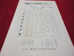 【大学野球】関西六大学野球（旧リーグ）公式プログラム　1978年春季リーグ