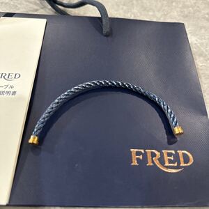 FRED フォース10 ケーブル　ブルージーン　スチール　ゴールド　サイズ15 フレッド　青　ネイビー　ブレスレット　LM ハイブランド　本物