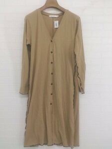 ◇ MOUSSY マウジー Vネック 長袖 ロング ニット カーディガン サイズ F ベージュ ブラウン系 レディース P