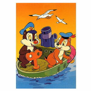 ディズニー　チップ＆デール　ポストカード（ぜんまい式ボート）　イタリア製　1980年代～1990年代