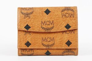 【美品】MCM エムシーエム ロゴグラム コンパクト 財布 ブラウン系【RR70】