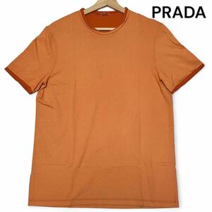 美麗品 激レア◎Lサイズ!!プラダ【圧巻の希少カラー】PRADA SPORT 半袖 Tシャツ コットン100% オレンジ イタリア製 クルーネック◎メンズ