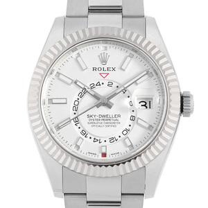ロレックス スカイドゥエラー 326934 ホワイト 3列 オイスターブレス ランダム番 中古 メンズ 腕時計