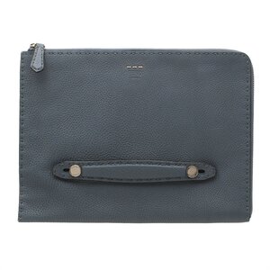 ★G2952 未使用 フェンディ セレリア L字ファスナー レザー クラッチ・セカンドバッグ 7M0225 グレー シルバー金具 FENDI レディース★