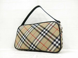 ◆超美品◆BURBERRY バーバリー◆ブルーレーベル◆ノバチェック◆ナイロン レザー 本革◆ミニ ハンド バッグ◆ベージュ 黒 SV金具◆A8210