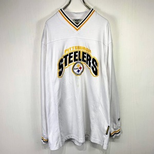 Lee NFL ピッツバーグ スティーラーズ 長袖 カットソー Lサイズ ホワイト 白 リー Pittsburgh Steelers アメフト フットボール ロゴ