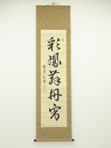 ys6950312; 宗sou 海野彰堂筆　「彩鳳舞丹霄」一行書　肉筆紙本掛軸（保護箱）【道】