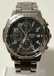 【稼動品】SEIKO CHRONOGRAPH 50M 7T92-0CA0 セイコー デイト クロノグラフ ラウンド シルバー クォーツ メンズ 腕時計 1円〜