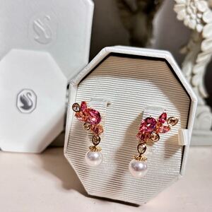 【未使用】SWAROVSKI スワロフスキー★Gema ドロップピアス★桜