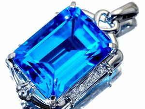 1円～【ジュエリー極】極上スイスブルー煌く！超大粒極上天然ブルートパーズ30.62ct＆ダイヤ0.10ct 高級Pt900ヘッド k9069mg【送料無料】