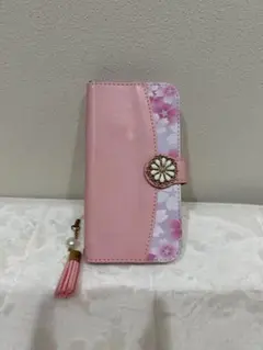 iPhone13mini 手帳型ケース　花柄ピンク