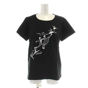 未使用品 ビームスボーイ BEAMS BOY Tシャツ カットソー 半袖 クルーネック プリント バレリーナ F 黒 ブラック 白 ホワイト /NW3