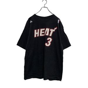 adidas 半袖 プリントTシャツ L ブラック ホワイト レッド アディダス NBA Miami Heat ドウェイン.ウェイド 古着卸 アメリカ仕入 a604-5595