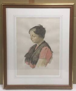 小磯良平　女性像　R.Koiso　額縁：高さ77 /幅62.3 絵画：高さ66/幅50.2