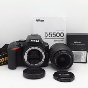 【RM01_127】 NIKON / ニコン / D5500 / AF-S DX NIKKOR ED 18-55mm f3.5-5.6 G / 使用説明書 / ストラップ / バッテリーチャージャー