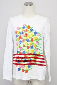 COMME des GARCONS / フラワーｐｔカットソー M 白 T-24-06-07-001-to-OD-ZT