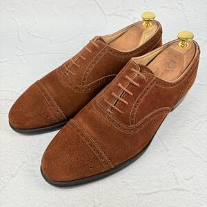 【良品】Crockett&Jones クロケットアンドジョーンズ ウエストフィールド スエード 茶 ブラウン 7.5 26cm レースアップ ビジネス