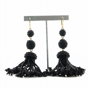 セリーヌ CELINE Beads Pompon ピアス 両耳用 ビーズ 黒 ブラック イタリア製 /AQ ■OS ■OH レディース