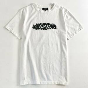 Ef7 A.P.C. アーペーセー Tシャツ 半袖 ロゴプリント◎ トップス コットン100% ホワイト系 Sサイズ メンズ 紳士服