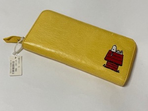 ピーナッツ PEANUTS スヌーピー SNOOPY ラウンドジップ 長財布 イエロー 展示未使用品　