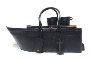 定価87.6万 外側 極美品 THOM BROWNE トムブラウン クルーズライナー バッグ ペブルグレインレザー カーフ ブラック 黒 トートバッグ