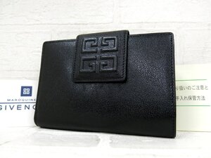 ◆未使用 保管品◆GIVENCHY ジバンシィ◆カーフ レザー 本革◆がま口 財布◆ブラック ゴールド金具◆4Gロゴ型押し◆日本製◆A9351